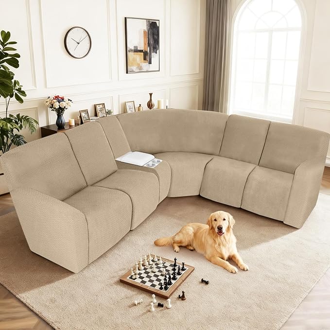 ALIECOM 100% Waterproof Recliner Sectional Couch Covers L Shape Stretch Corner