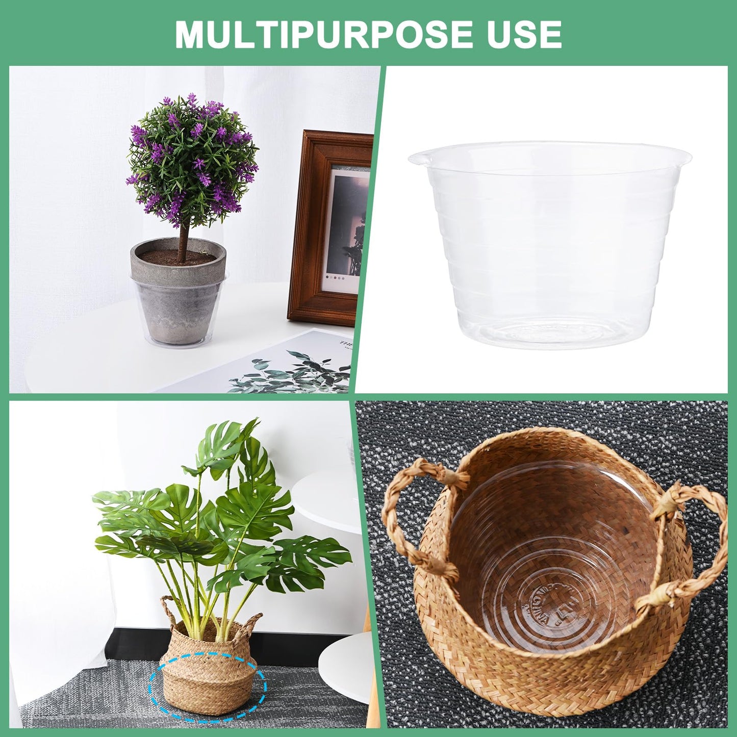 M METERXITY 10-Pack Plastic Plant Saucer, 5 Inch Clear Thin Plant Saucer Drip Tray for Indoor/Outdoor, Planter Liners Nursery Pots