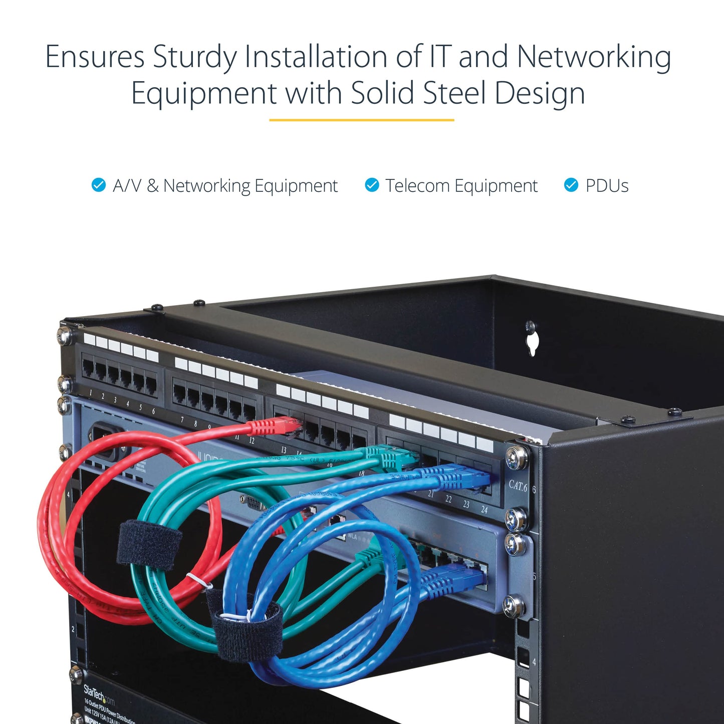 StarTech.com 6U Wall Mount Network Rack - 14 Inch Deep (Low Profile) - 19" Patch Panel Bracket for Shallow Server and IT Equipment, Network Switches - 44lbs/20kg Weight Capacity, Black (WALLMOUNT6)