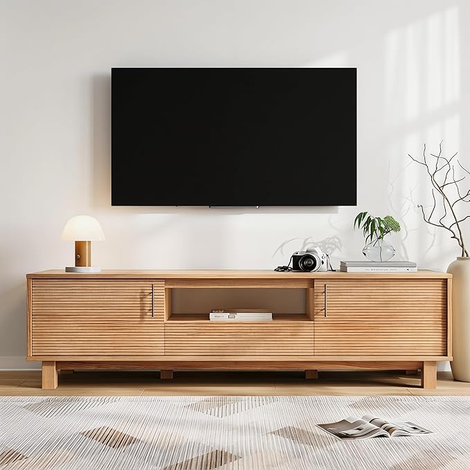 Marsail Boho Modern TV Stand up to 65 Inches, Fluted Entertainment Center