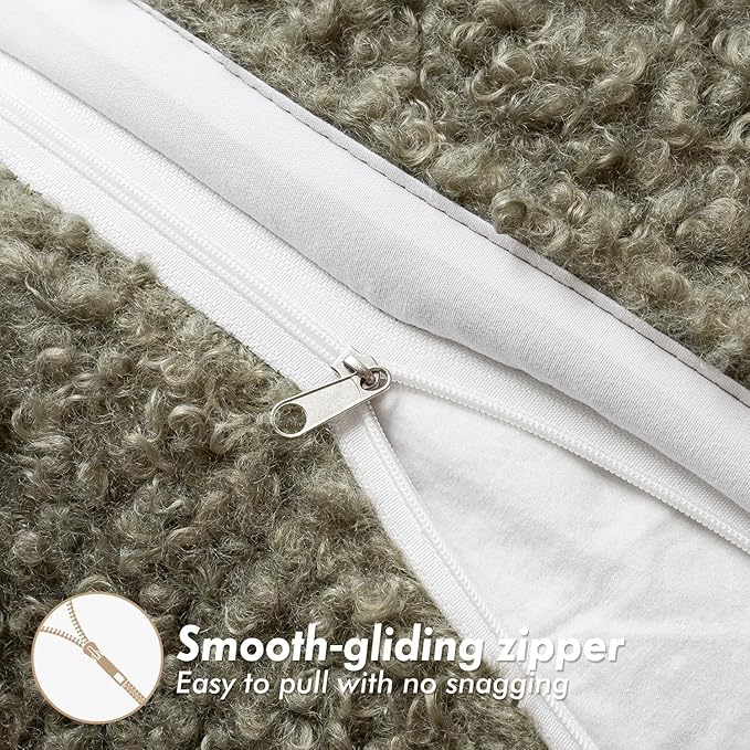 Faux Fur Throw Pillow Covers 20x20 Inch Set of 2 Boucle Neutral Decorative