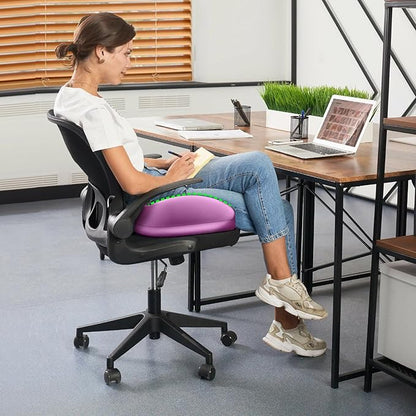 Benazcap Large Seat Cushion for Office Chair Memory Foam Coccyx Pain Relief Cushion Pillow for Back Support Non-Slip Seat Pad for Office Desk, Car Seat, Wheelchair, Sciatica-Pink