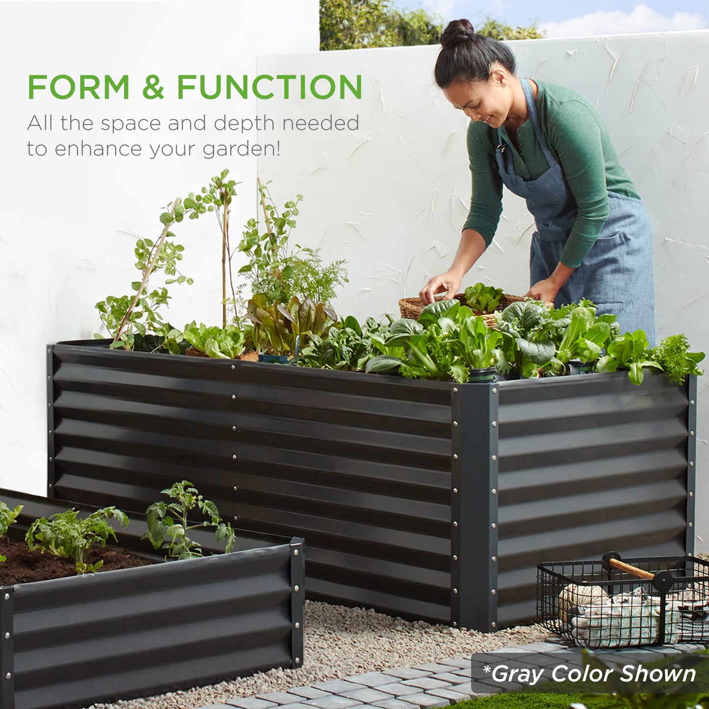 Best Choice Products 6x3x2ft Outdoor Metal Raised Garden Bed, Deep Root Box Planter for Vegetables, Flowers, Herbs, 269 Gallon Capacity, 100% Non Toxic Materials - Wood Grain