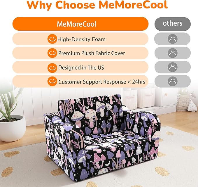 MeMoreCool Toddler Couch Chair – Foldable Kids Sofa