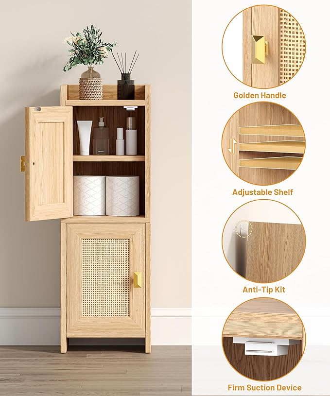Akxomel Rattan Small Bathroom Cabinet