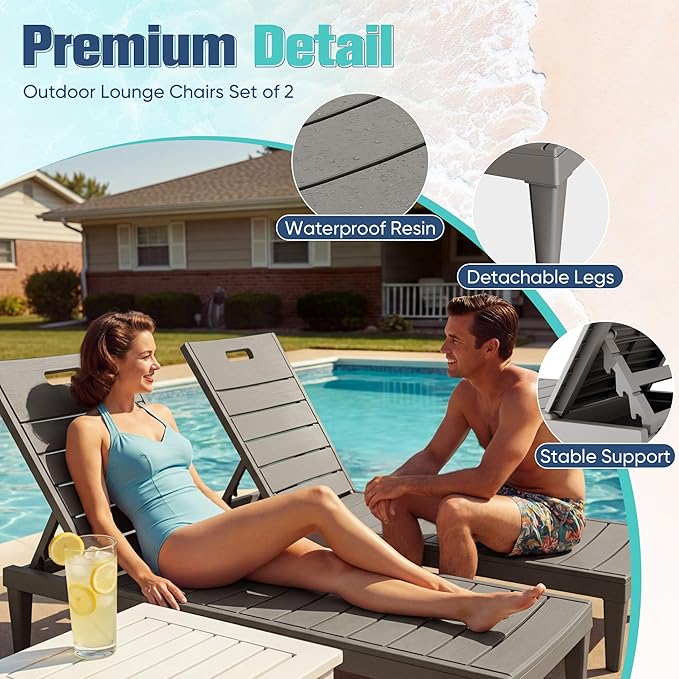 Devoko Outdoor Chaise Lounge Chair Set of 2