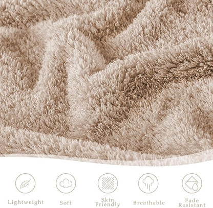 Exclusivo Mezcla Fleece Camel Throw Blanket for Couch Sofa, Ultra Soft, Lightweight and Fluffy Blankets for Women, All Season, 50x60 Inches
