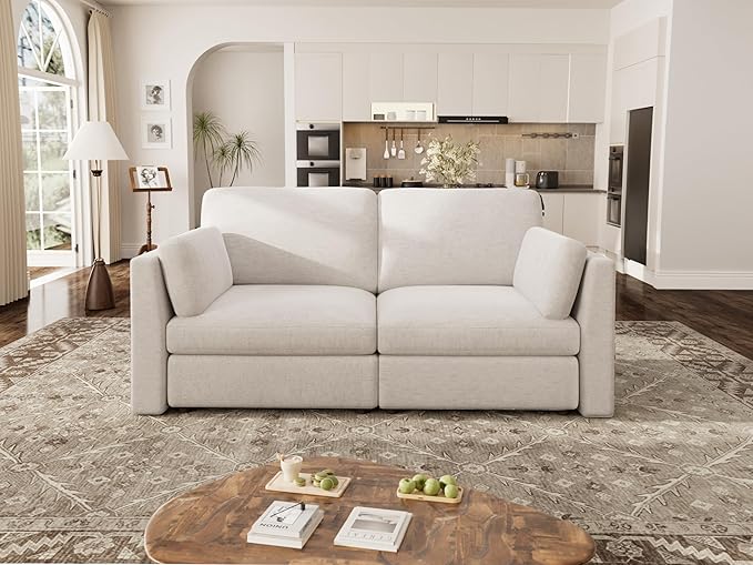Oversized 2 Seater Modular Sectional Sofa, Solid Wood Frame Sofa, Removable