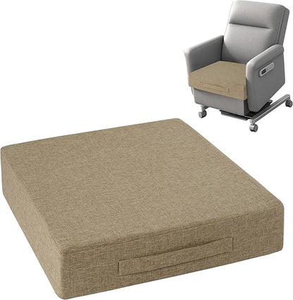 OVOV Recliner Cushions for Elderly 20"x20"x4" Thick Seat Cushion for Recliner Chair Large Square Non Slip Chair Pads with Washable Cover for Armchair Couch Beige