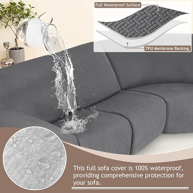 ALIECOM 100% Waterproof Recliner Sectional Couch Covers L Shape Stretch Corner