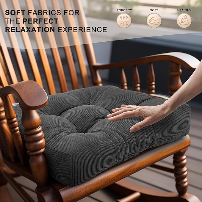 Lokex Rocking Chair Cushion Only, Tufted Non-Slip Comfortable Rocking Chair