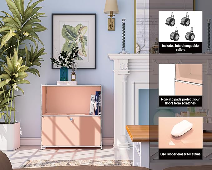 32.5-Inch Flip-Top Side Table & Buffet Cabinet