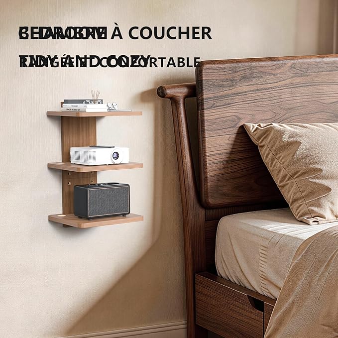 WALI Floating TV Shelf, 3 Tier Projector Shelf