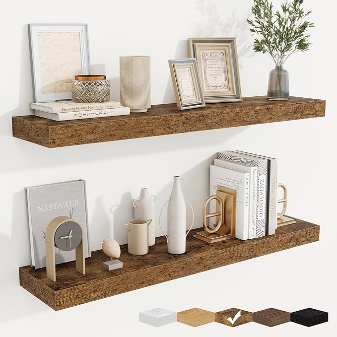 fuqing Floating Shelves for Wall, Wall Mounted Wood Floating Shelf