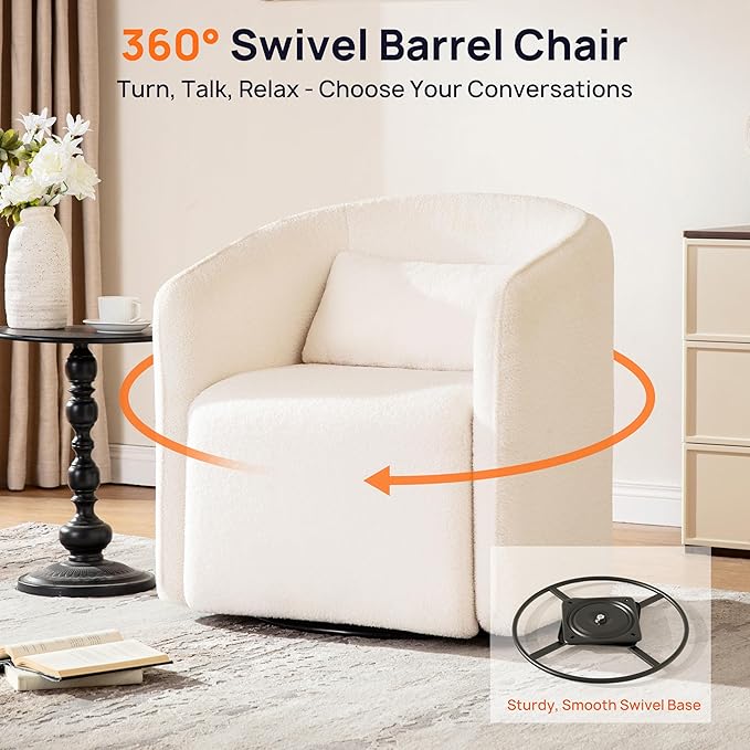 Oversized Boucle Swivel Accent Chair