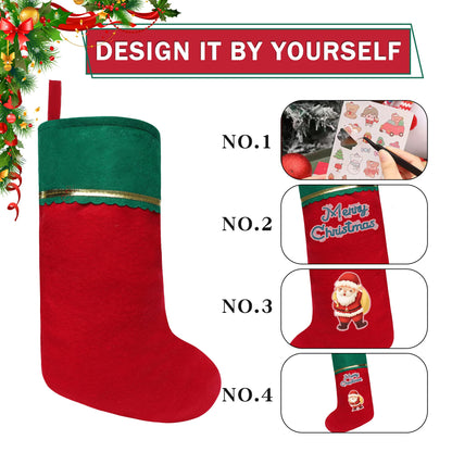 Tokforty 12 Pack Felt Christmas Stockings, 19 Inches Blue and White Christmas Stockings Hanging Ornaments, White Cuff with Silver Trim Christmas Stockings for Family Christmas Holiday Decorations