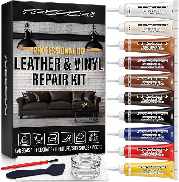 Leather Repair Kit for Furniture, Car Seats and Purse. Vinyl Repair Kit. Super