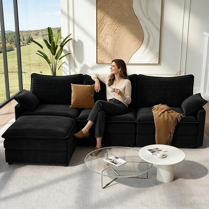 Vesgantti 108" Modular Cloud Couch, Deep Seat Sectional Sofa