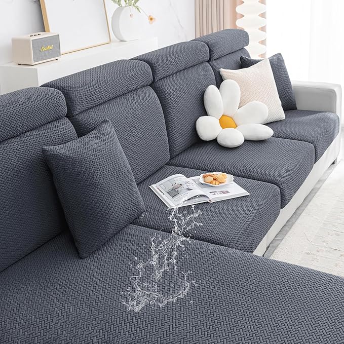 Smiry Waterproof Couch Cushion Covers, Stretch Jacquard Sectional Couch Covers