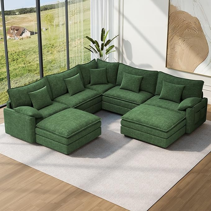 Vesgantti 101" V-Shaped Corner Couch Sectional, 7 Seat Customizable Modular