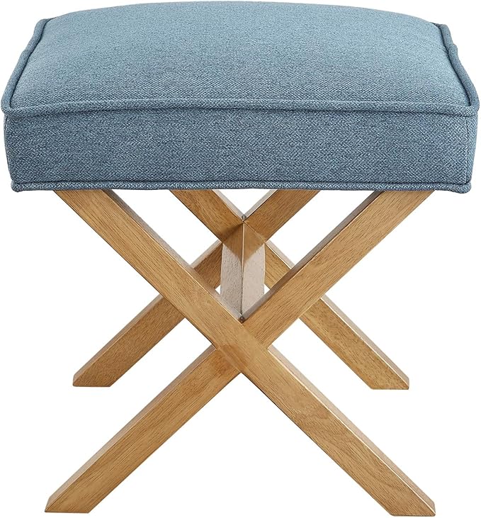 Amazon Brand – Rivet Mid-Century Modern X Stool Ottoman Chair, Indigo