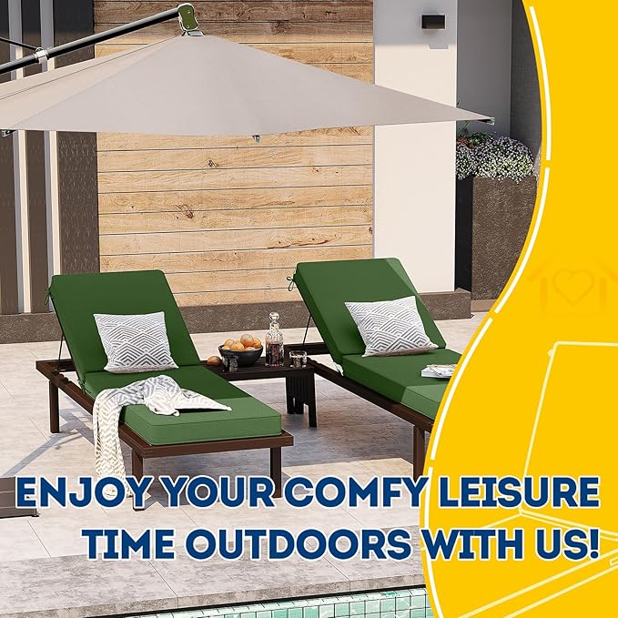 AAAAAcessories Outdoor Chaise Lounge Cushions, Fade-Resistant, Waterproof Patio
