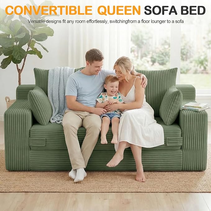 Oversize Loveseat Boneless Convertible Sofa Bed, Folding Floor Futon Sleeper