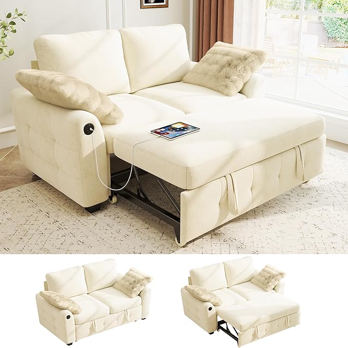 Ihanherry 59-inch Convertible Sofa Bed, Pull Out Sleeper