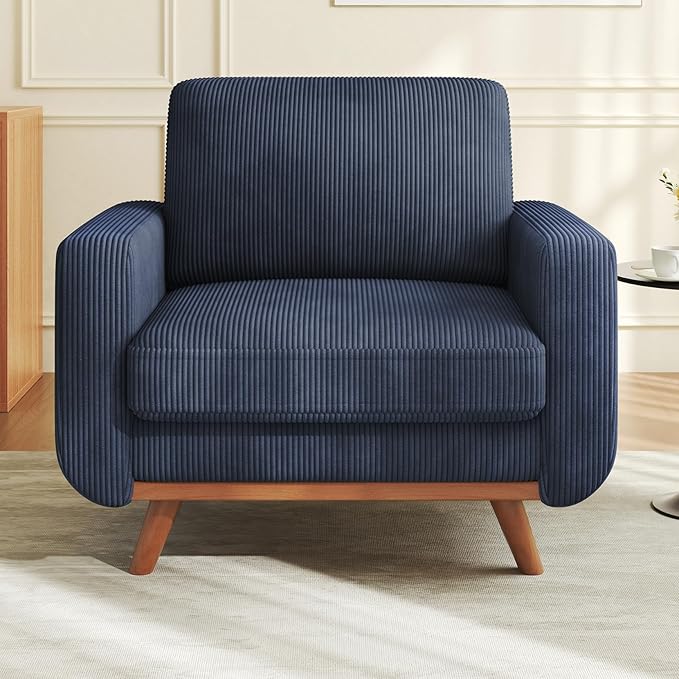 Vesgantti 38.5" Accent Chair Dark Blue, Comfy Corduroy Single Sofa Seat