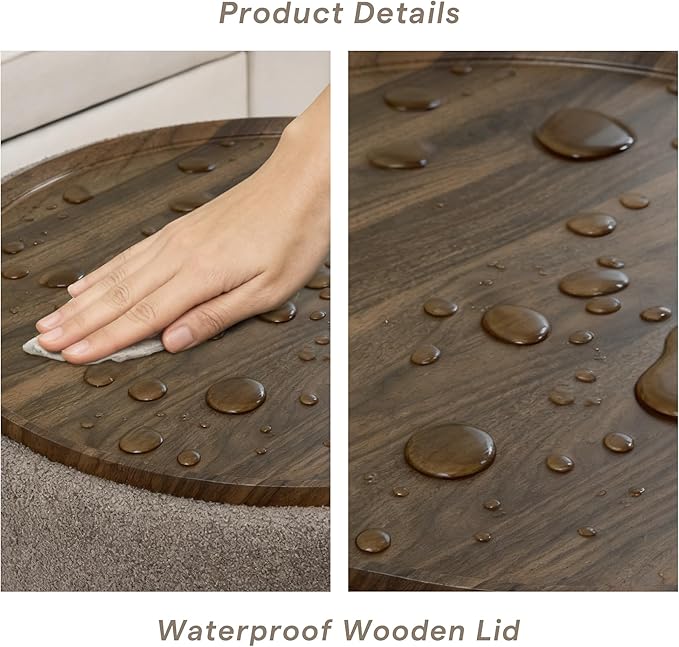 29.5 Inch Round Storage Ottoman Coffee Table, Modern Circle Coffee Table