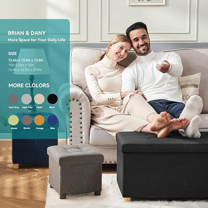 BRIAN & DANY Ottoman with Storage, Small Storage Ottoman