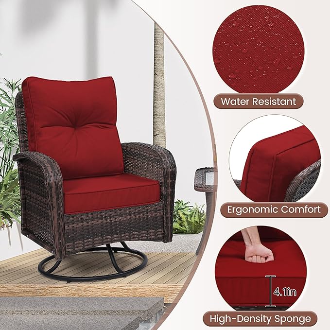 wildformers Luxury Outdoor Swivel Wicker Glider Patio Chairs