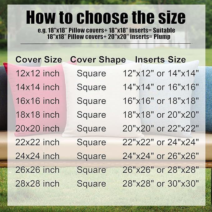 NiNi ALL Pack of 2 Decorative Outdoor Waterproof Pillow Covers Square Garden