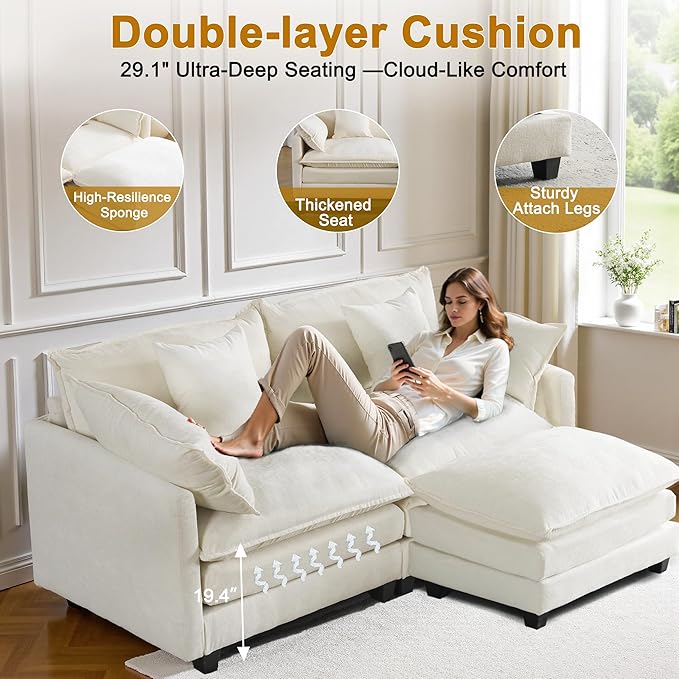 Cloud Chenille L-Shaped Sofa