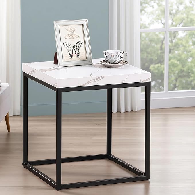 CENSI 18-Inch Marble Accent End Table/Side Table