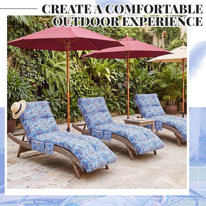Kigley Outdoor 2 Pcs Chaise Lounge Cushions