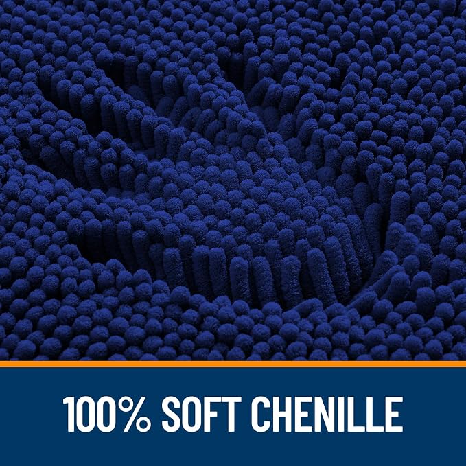 OLANLY Bathroom Runner Rugs 59x24, Extra Soft Absorbent Chenille Bath Rugs, Rubber Backing Quick Dry, Machine Washable Long Bath Mats for Bathroom Floor, Tub and Shower, Home Decor Accessories, Navy