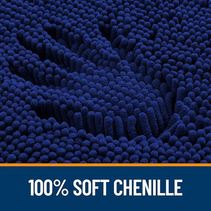 OLANLY Bathroom Runner Rugs 59x24, Extra Soft Absorbent Chenille Bath Rugs, Rubber Backing Quick Dry, Machine Washable Long Bath Mats for Bathroom Floor, Tub and Shower, Home Decor Accessories, Navy
