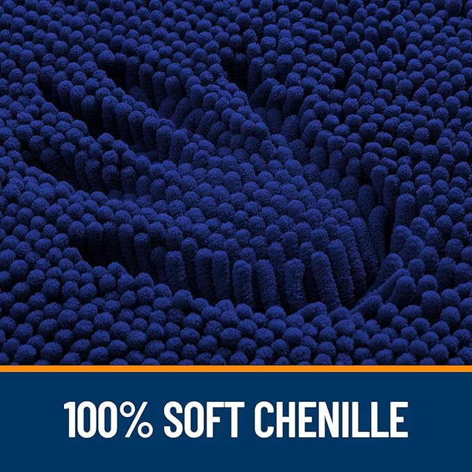 OLANLY Large Bathroom Rugs 40x24, Extra Soft Absorbent Chenille Bath Rugs, Rubber Backing Quick Dry, Machine Washable Bath Mats for Bathroom Floor, Tub and Shower, Home Decor Accessories, Navy