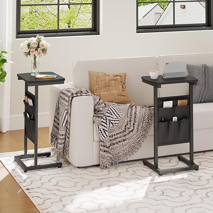 HOOBRO C Shaped End Table, 28.3" Side Table