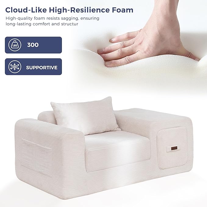 MAXYOYO Folding Sofa Couch, Convertible Floor Sofa