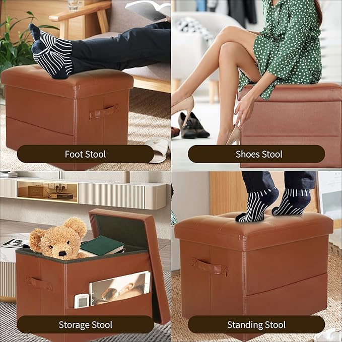 BelugaHelper Storage Ottoman Foot Rest Stool. Folding Ottoman