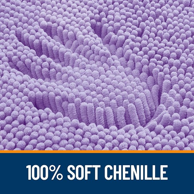 OLANLY Small Bathroom Rugs 24x16, Extra Soft Absorbent Chenille Bath Rugs, Rubber Backing Quick Dry, Machine Washable Bath Mats for Bathroom Floor, Tub and Shower, Home Decor Accessories, Lavender