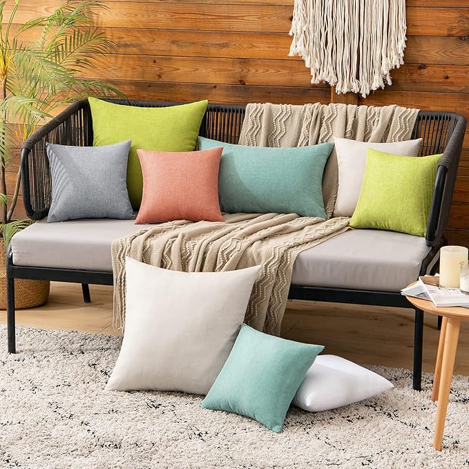 MIULEE Pack of 2 Decorative Outdoor Solid Waterproof Throw Pillow Covers Spring