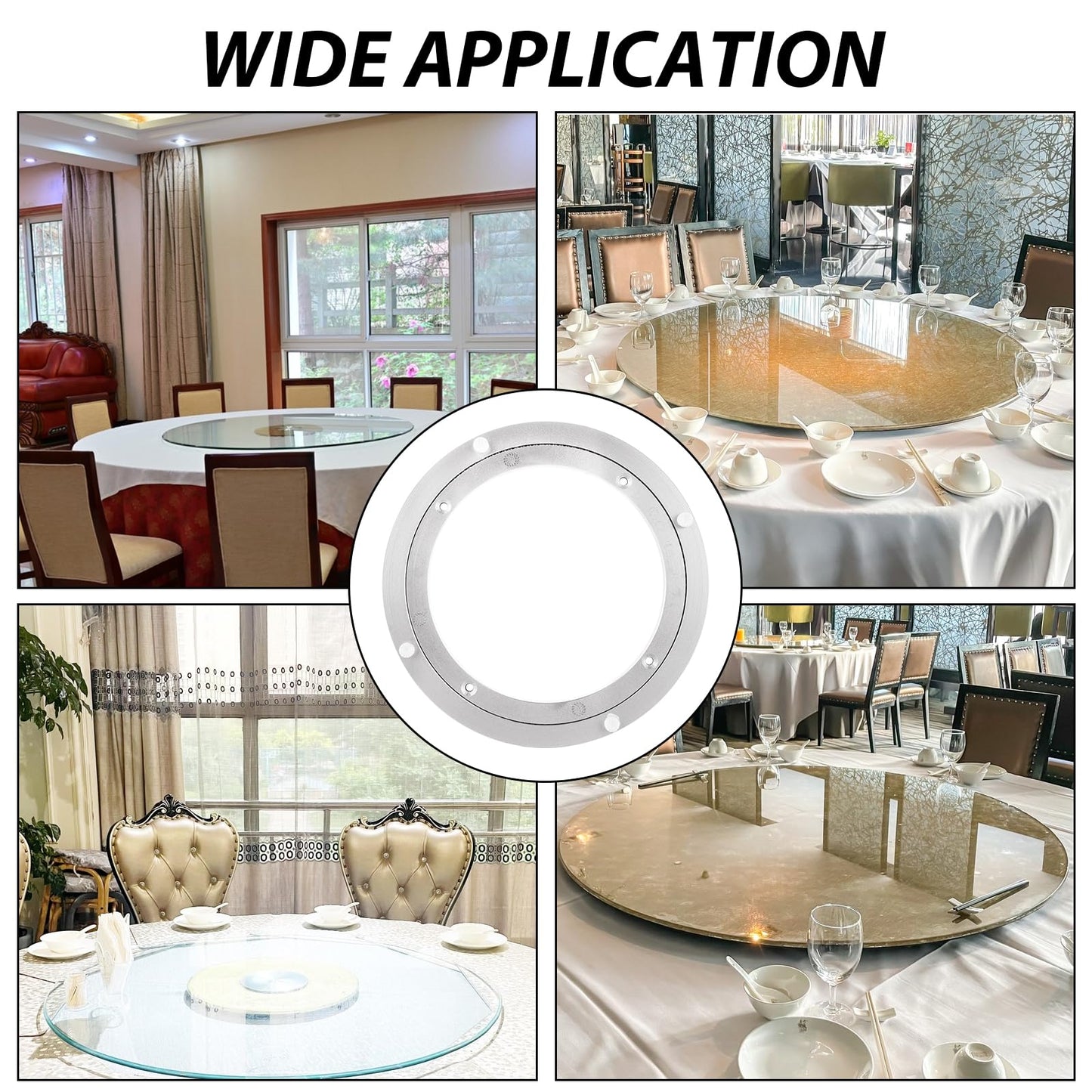 2 PCS 8 Inchs Lazy Susan Aluminum Bearing Lazy Susan Rotating Turntable Bearing Swivel Plate Hardware, Metal Rotating Turntable Bearings Swivel Plate Hardware for Dining-Table