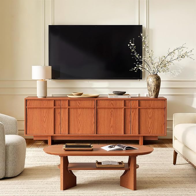TV Stand for 75 Inch TV, Mid Century Modern TV Stand