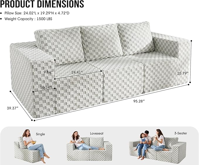 Modular Sectional Sofa 3-Seater Modular Couch