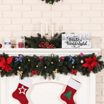 Yousoontic Winter Wonderland Wood Box Sign Plaque White Farmhouse Winter Wooden Christmas Decor Table Decor 12 x 6 Inch Rustic Christmas Tree Block Sign for Holiday Table Home House Kitchen