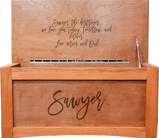 Personalized Engraved Wooden Toy Box