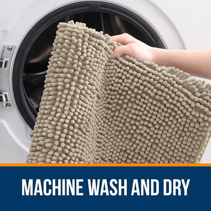 OLANLY Large Bathroom Rugs 50x30, Extra Soft Absorbent Chenille Bath Rugs, Rubber Backing Quick Dry, Machine Washable Bath Mats for Bathroom Floor, Tub and Shower, Home Decor Accessories, Warm Taupe